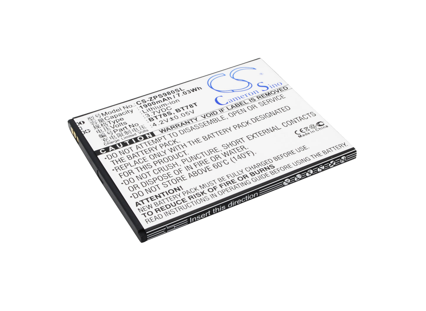3.7V 1900mAh/7.03Wh Li-ion Mobile/SmartPhone Battery for ZOPO