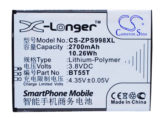 3.8V 2700mAh/10.26Wh Li-Polymer Mobile/SmartPhone Battery for ZOPO