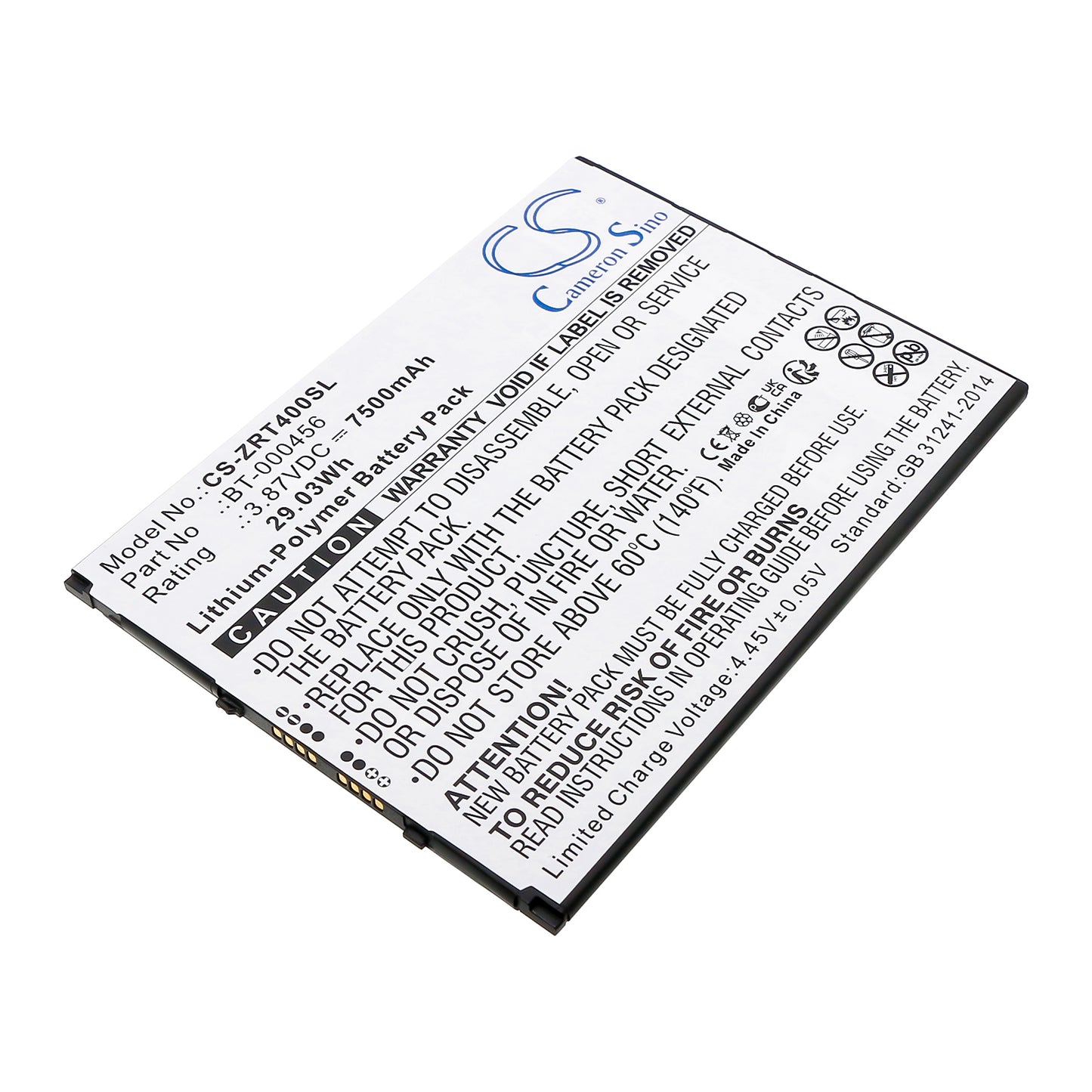 CS-ZRT400SL Replacement Battery – Compatible with ET40, ZT45