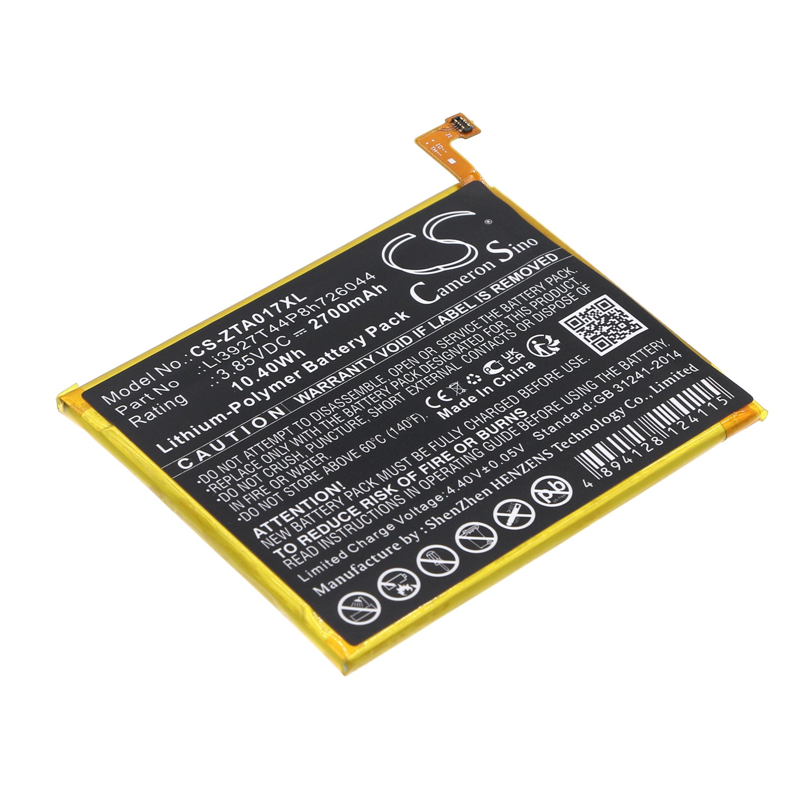 3.85V 2700mAh/10.40Wh Li-Polymer Mobile/SmartPhone Battery for ZTE