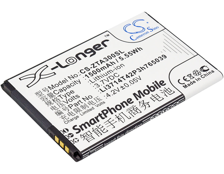 3.7V 1500mAh/5.55Wh Li-ion Mobile/SmartPhone Battery for ZTE