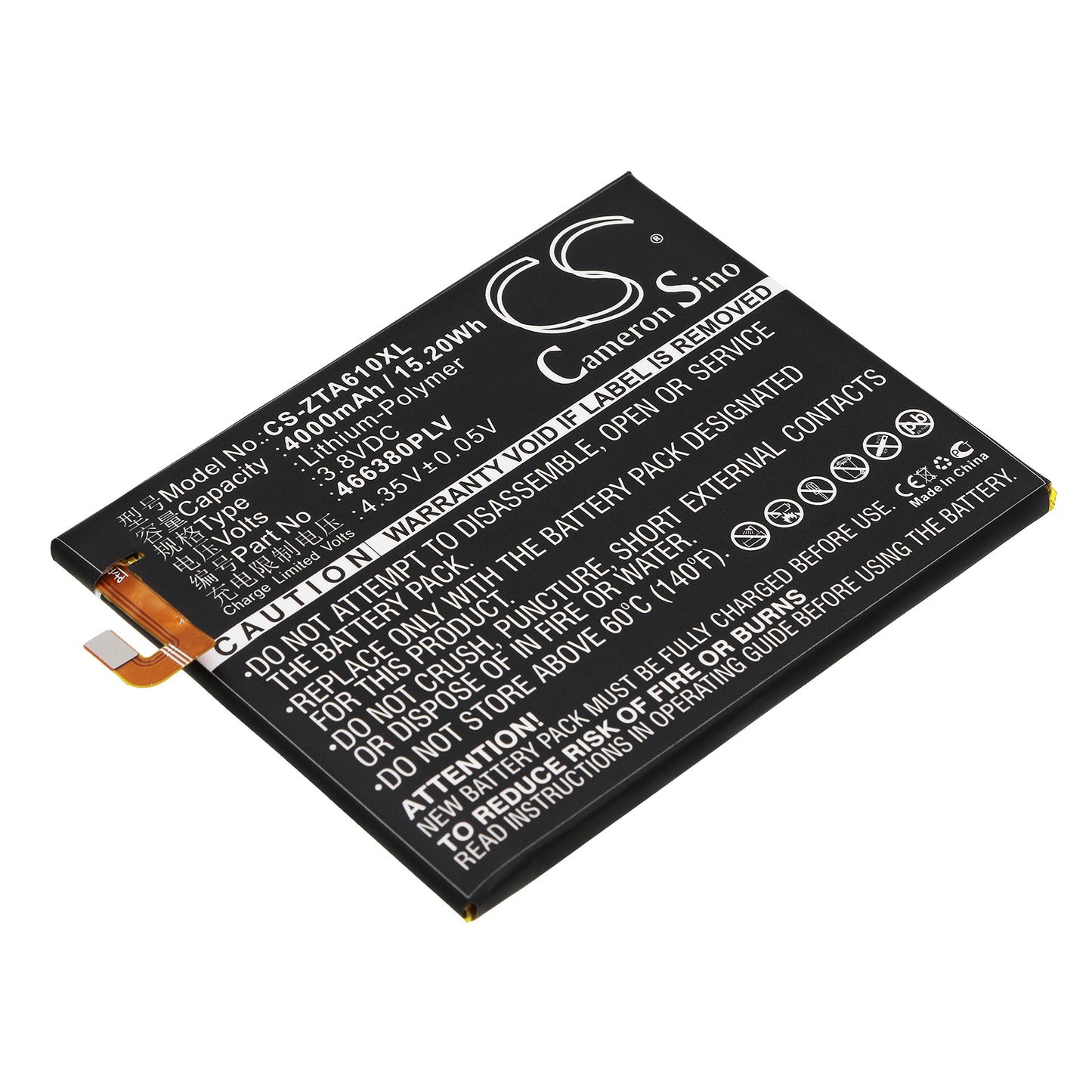 3.8V 4000mAh/15.20Wh Li-Polymer Mobile/SmartPhone Battery for ZTE