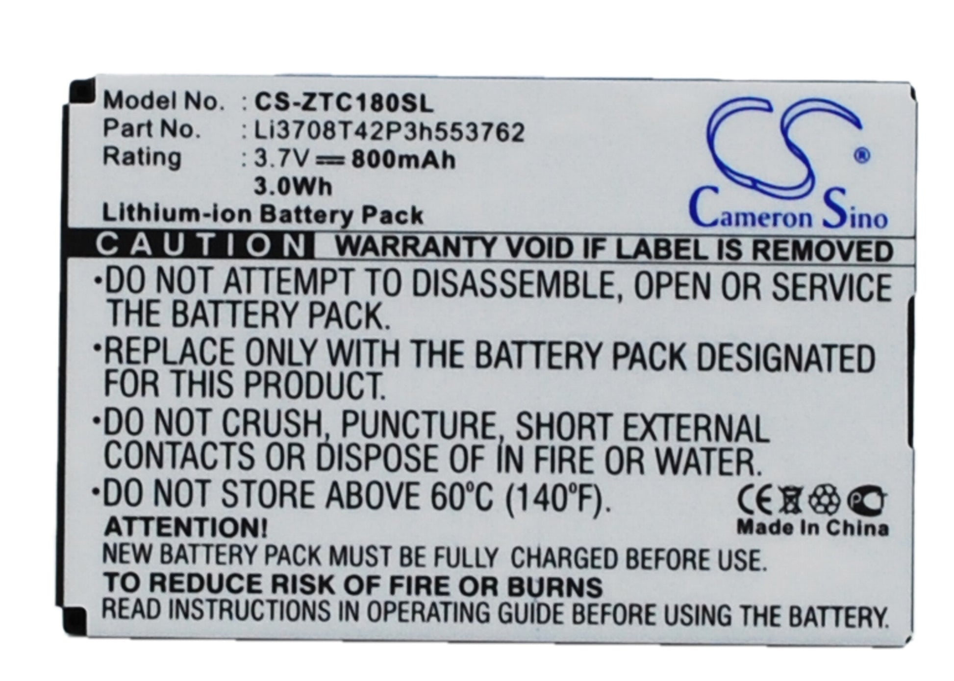 3.7V 800mAh Li-ion Mobile/SmartPhone Battery for Telstra