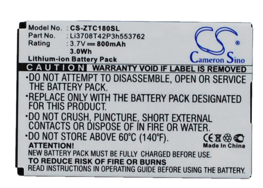 3.7V 800mAh Li-ion Mobile/SmartPhone Battery for ZTE