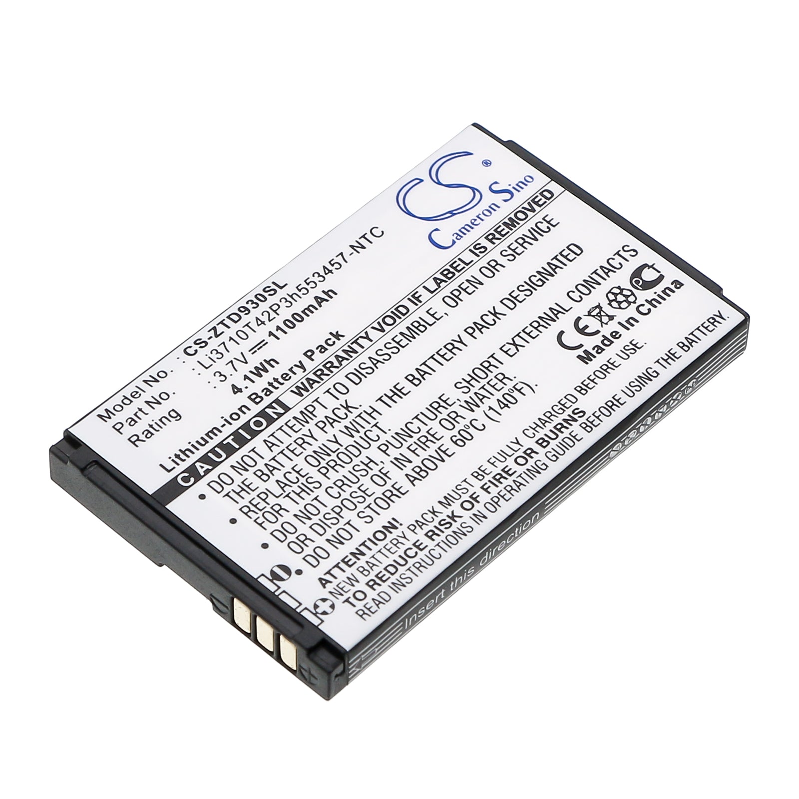 3.7V 1100mAh/4.1WH Li-ion Mobile/SmartPhone Battery for ZTE
