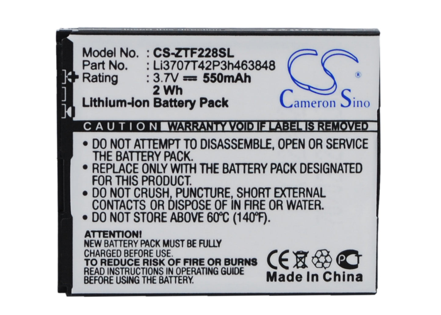 3.7V 550mAh Li-ion Mobile/SmartPhone Battery for Vodafone