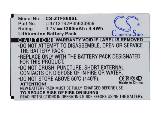 3.7V 1200mAh Li-ion Mobile/SmartPhone Battery for ZTE
