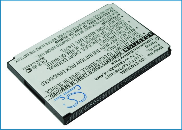 3.7V 1200mAh/4.4Wh Li-ion Mobile/SmartPhone Battery for ZTE