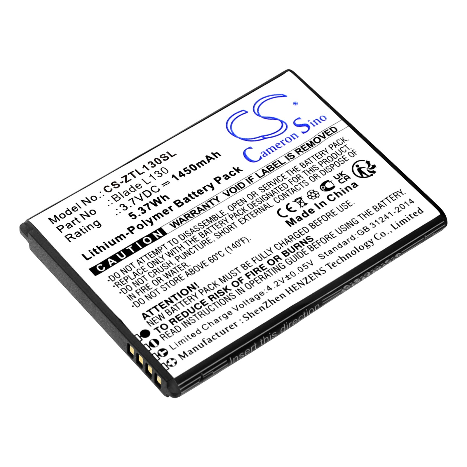 CS-ZTL130SL Replacement Battery – Compatible with Blade L130, GRAND MAX