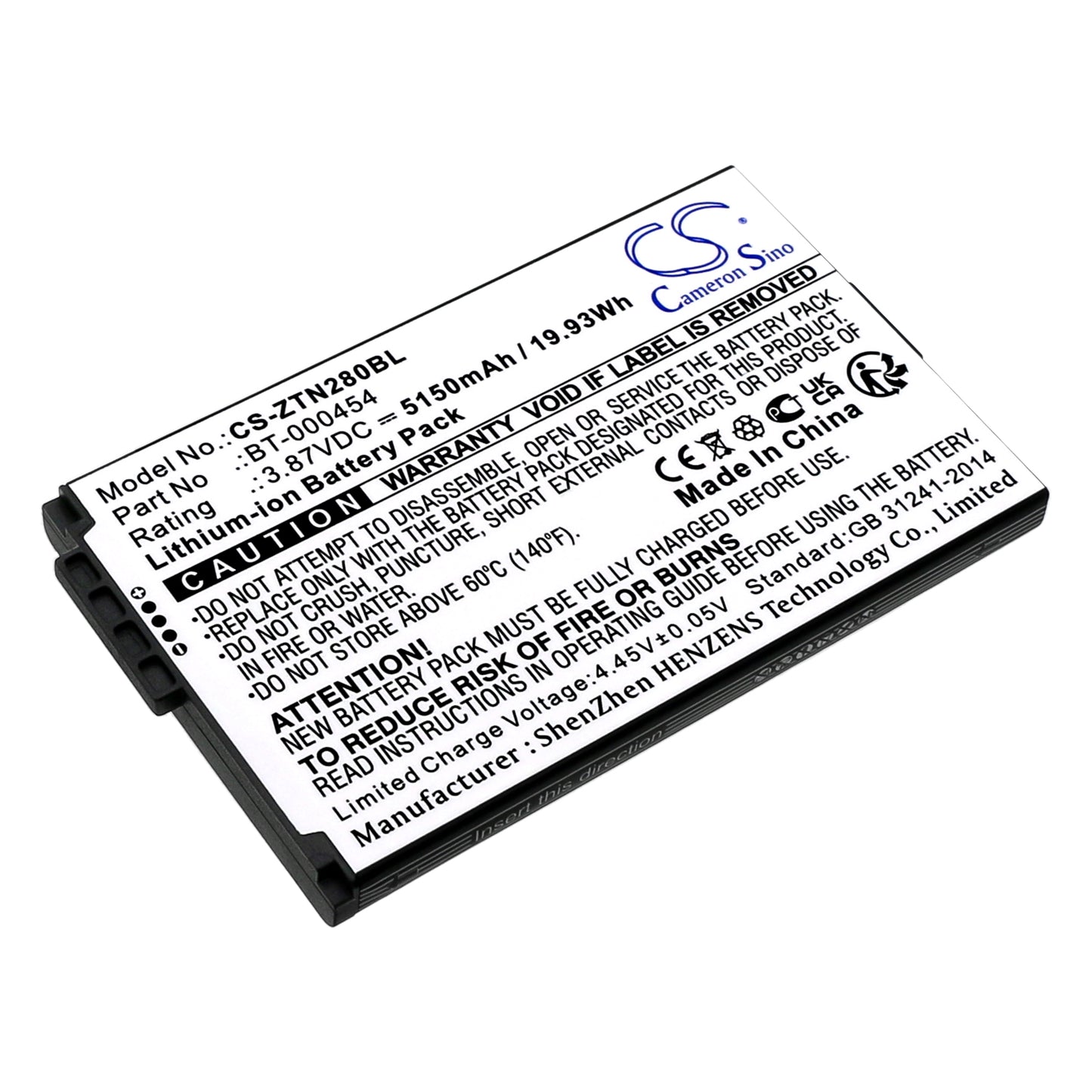 CS-ZTN280BL Replacement Battery – Compatible with TC15, TN28, U30