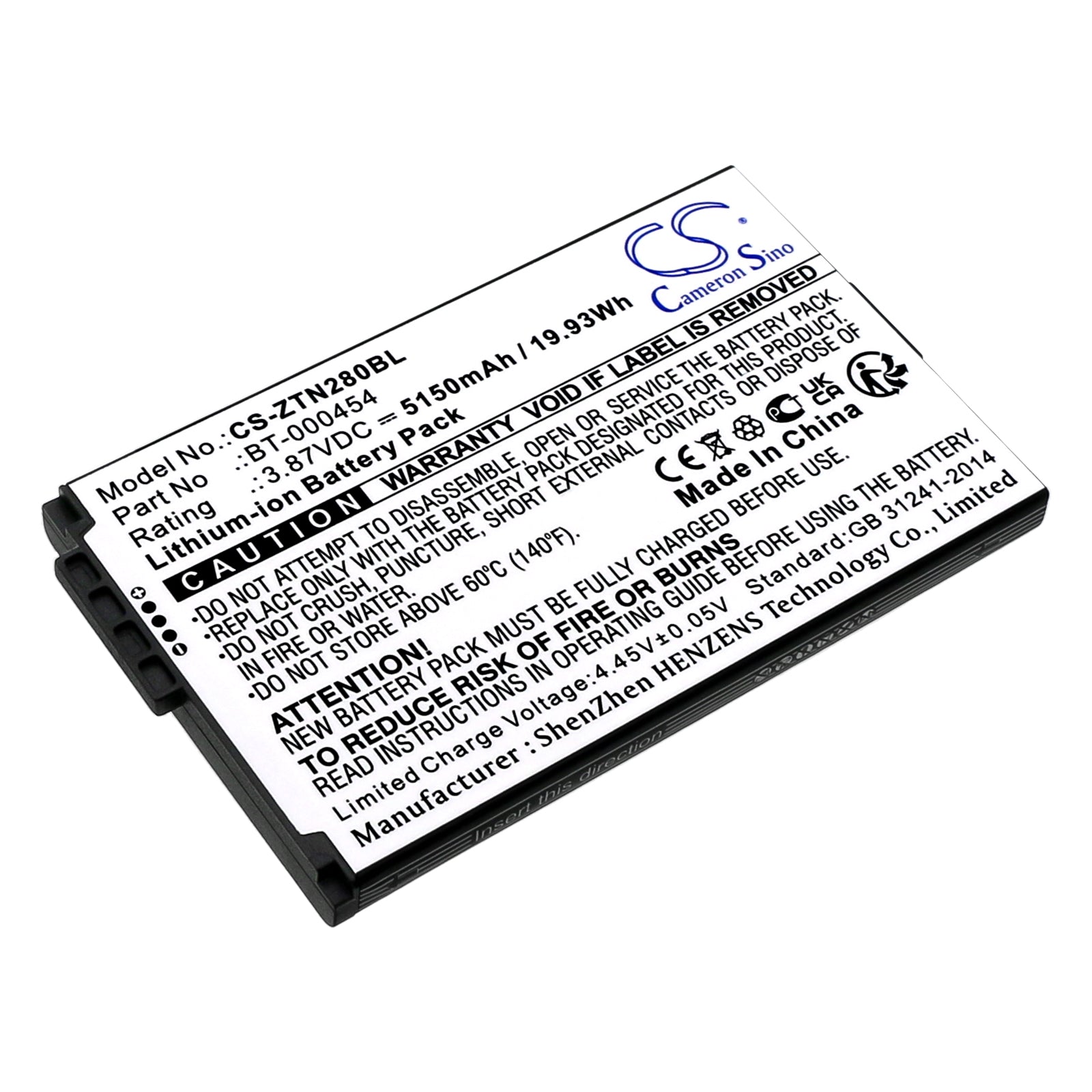 CS-ZTN280BL Replacement Battery – Compatible with TC15, TN28, U30