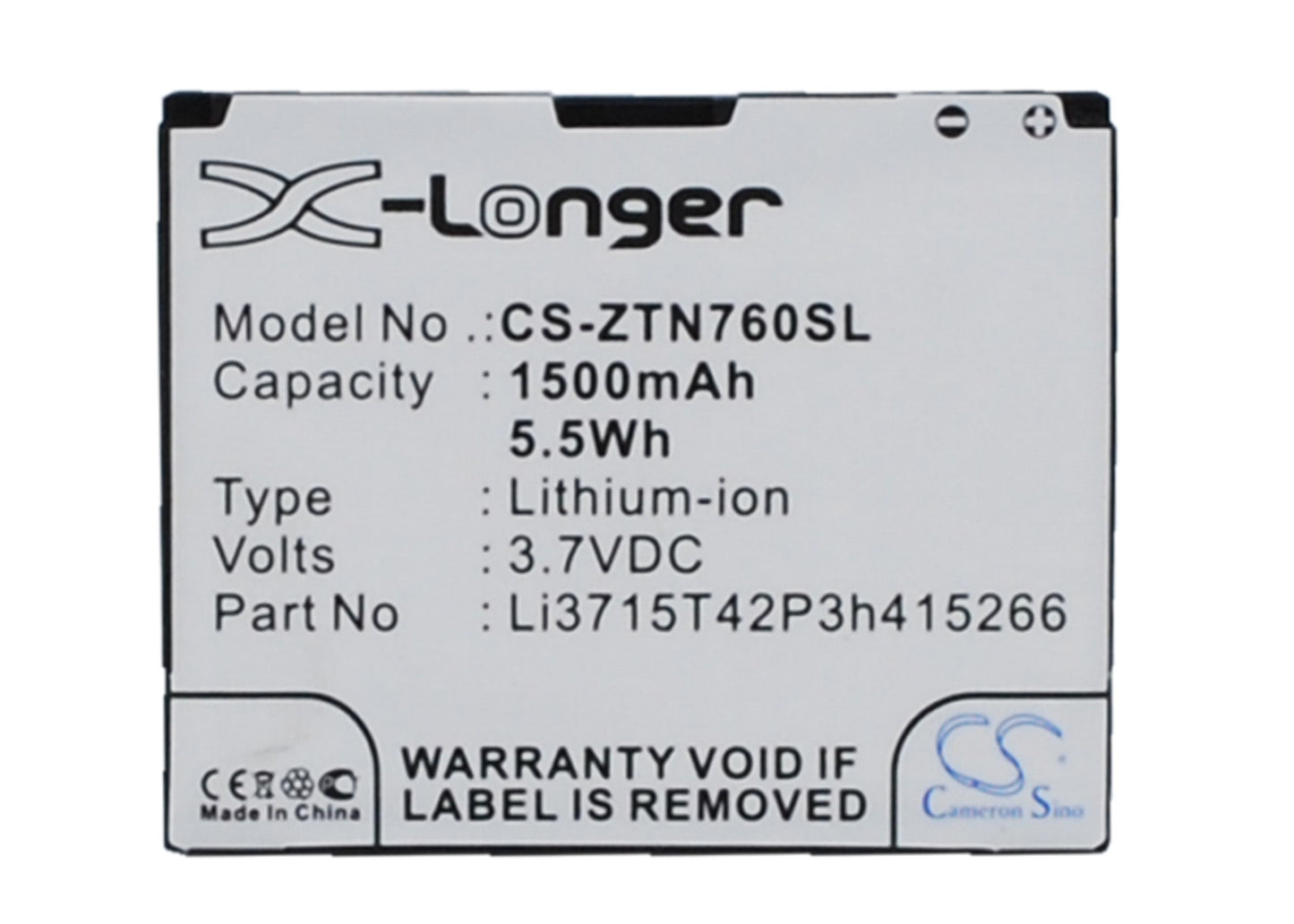 3.7V 1500mAh/5.55Wh Li-ion Mobile/SmartPhone Battery for Sprint