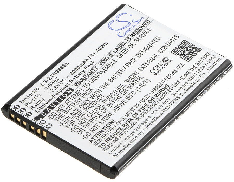 3.8VV 3000mAh/11.40Wh Li-Polymer Mobile/SmartPhone Battery for ZTE