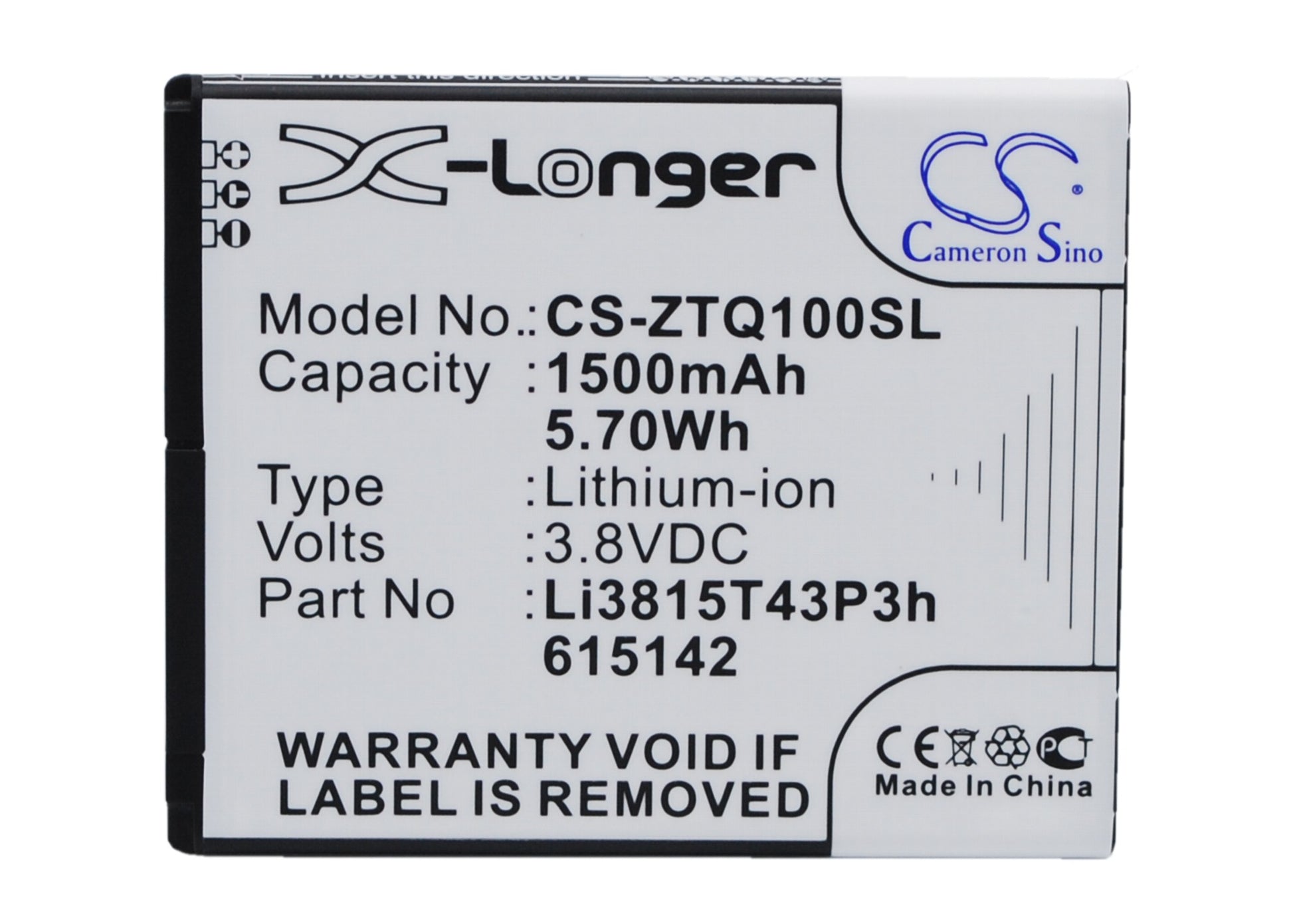 3.8V 1500mAh/5.70Wh Li-ion Mobile/SmartPhone Battery for Amazing