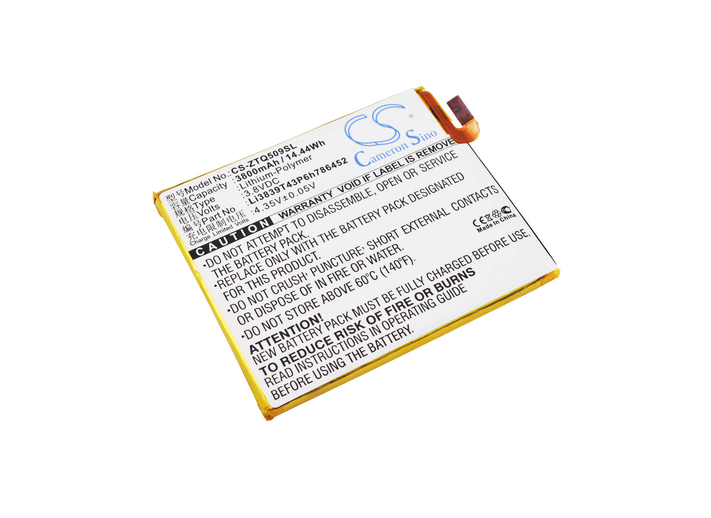 3.8VV 3800mAh/14.44Wh Li-Polymer Mobile/SmartPhone Battery for ZTE