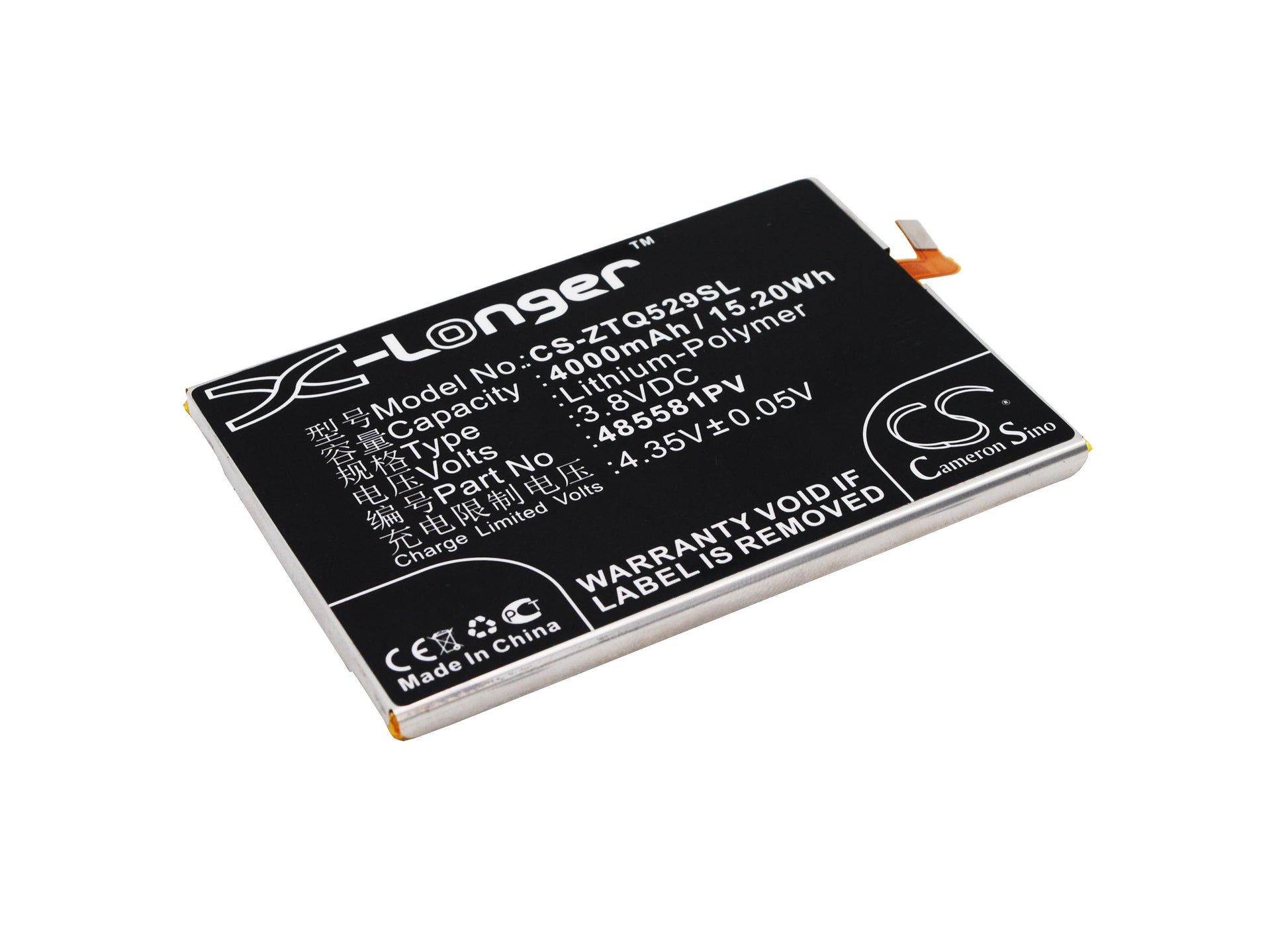 3.8V 4000mAh/15.20Wh Li-Polymer Mobile/SmartPhone Battery for ZTE