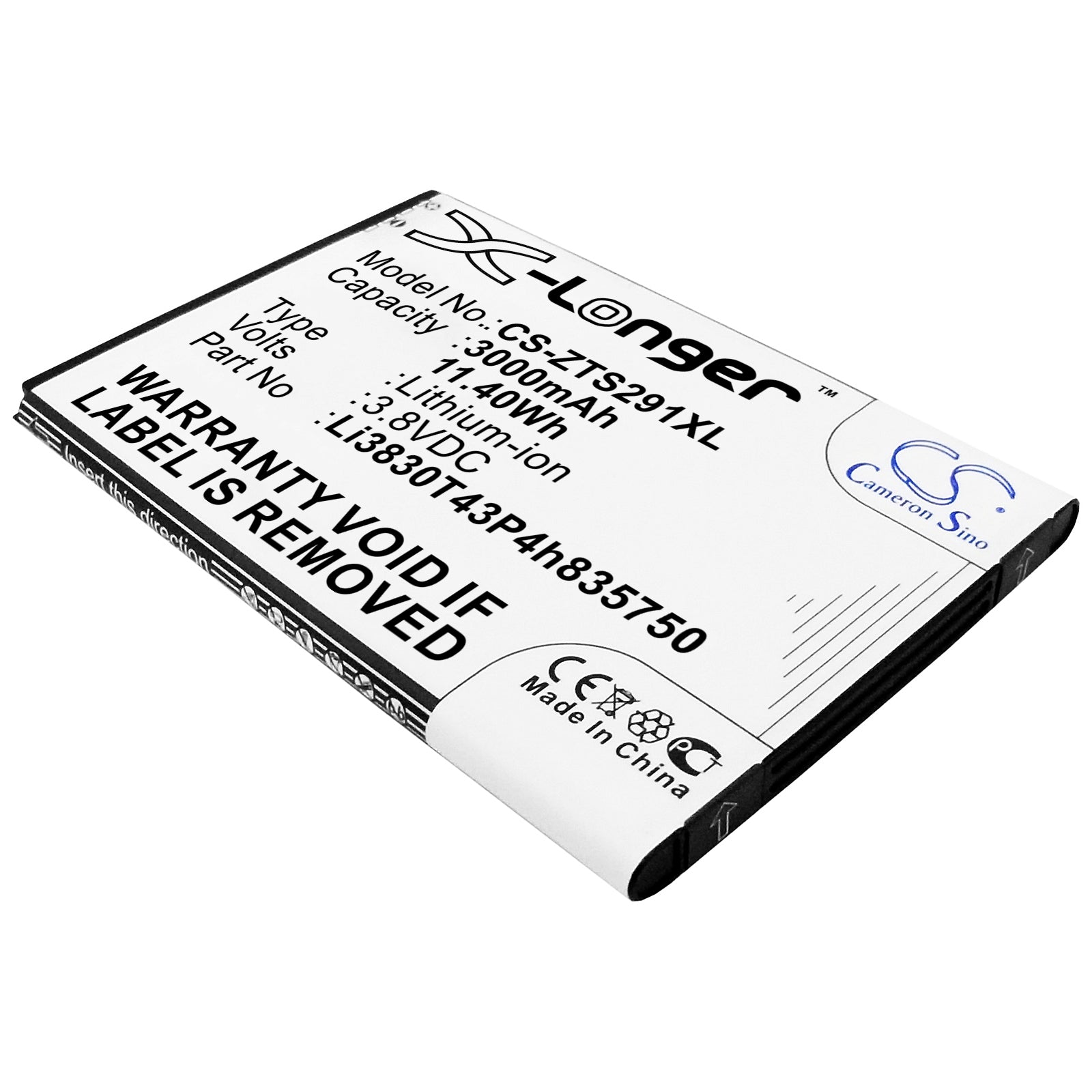 3.8V 3200mAh/12.16Wh Li-ion Mobile/SmartPhone Battery for ZTE
