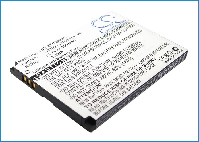3.7V 900mAh Li-ion Mobile/SmartPhone Battery for ZTE