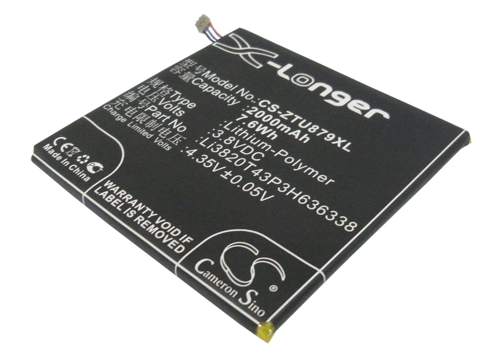3.8V 2000mAh/7.60Wh Li-Polymer Mobile/SmartPhone Battery for ZTE