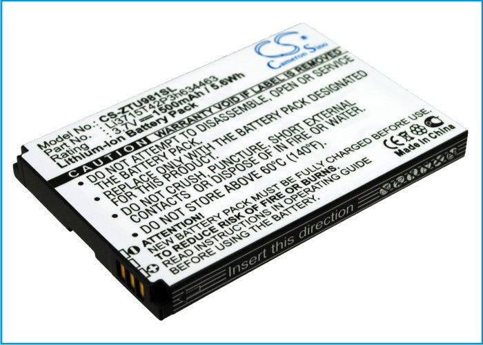 3.7V 1500mAh Li-ion Mobile/SmartPhone Battery for ZTE