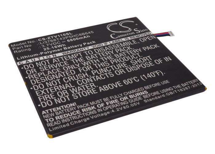 3.7VV 6800mAh/25.16Wh Li-Polymer Tablet Battery for ZTE