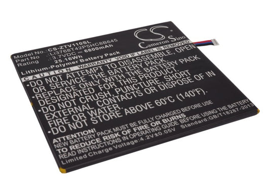 3.7VV 6800mAh/25.16Wh Li-Polymer Tablet Battery for ZTE