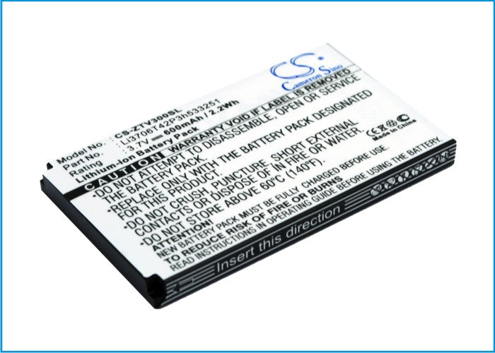 3.7V 600mAh Li-ion Mobile/SmartPhone Battery for ZTE