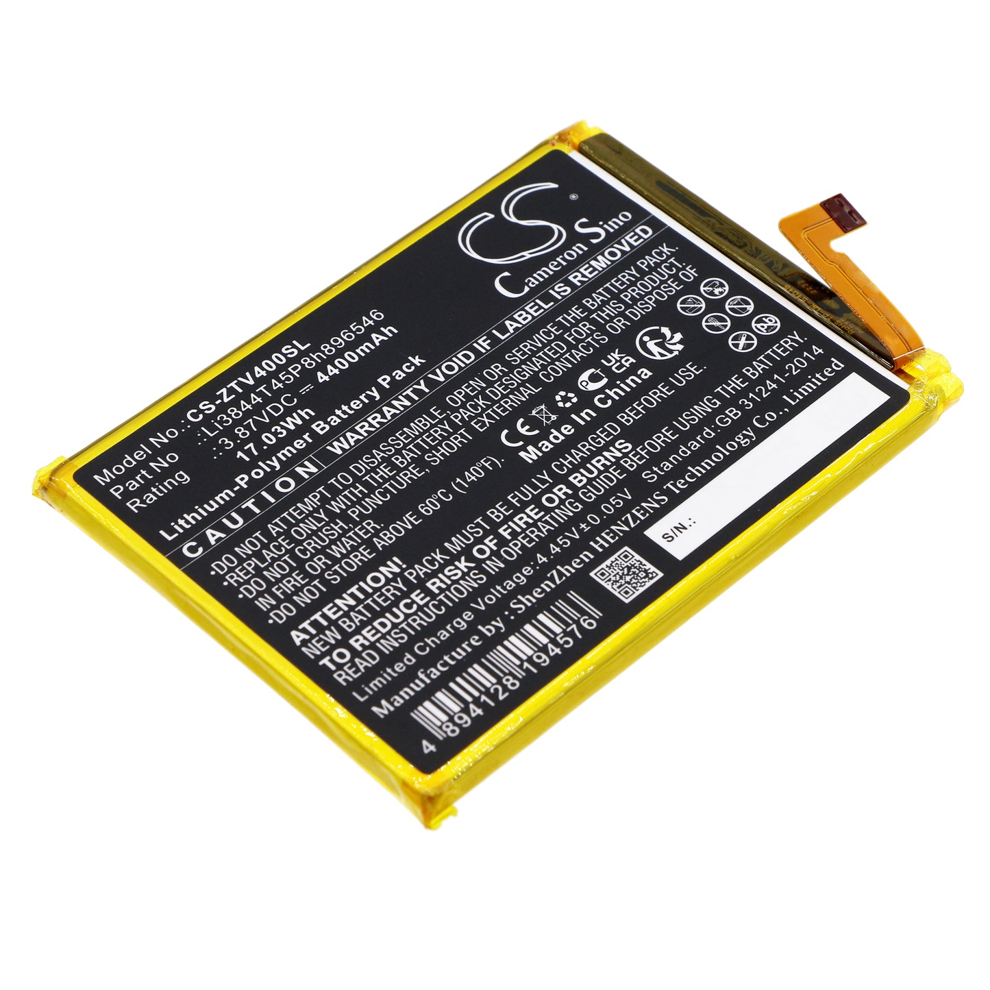 CS-ZTV400SL Replacement Battery – Compatible with Axon 40 SE, Blade V40S