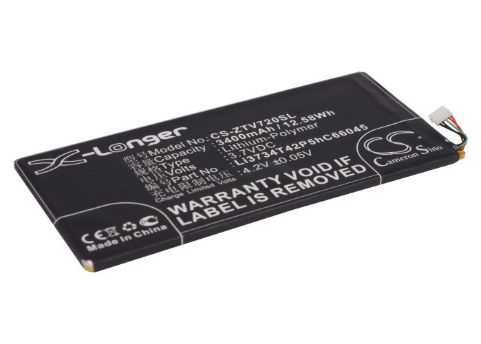 3.7V 3400mAh/12.58Wh Li-Polymer Tablet Battery for ZTE