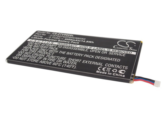 3.7VV 4000mAh/14.80Wh Li-Polymer Tablet Battery for ZTE