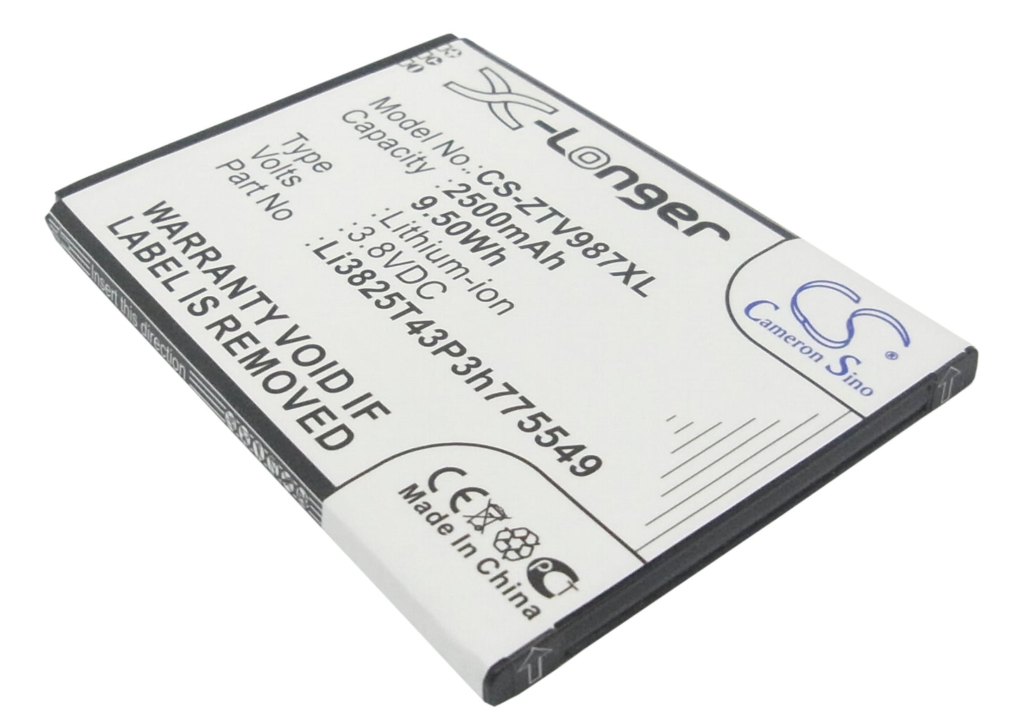 3.8V 2500mAh/9.50Wh Li-ion Mobile/SmartPhone Battery for ZTE