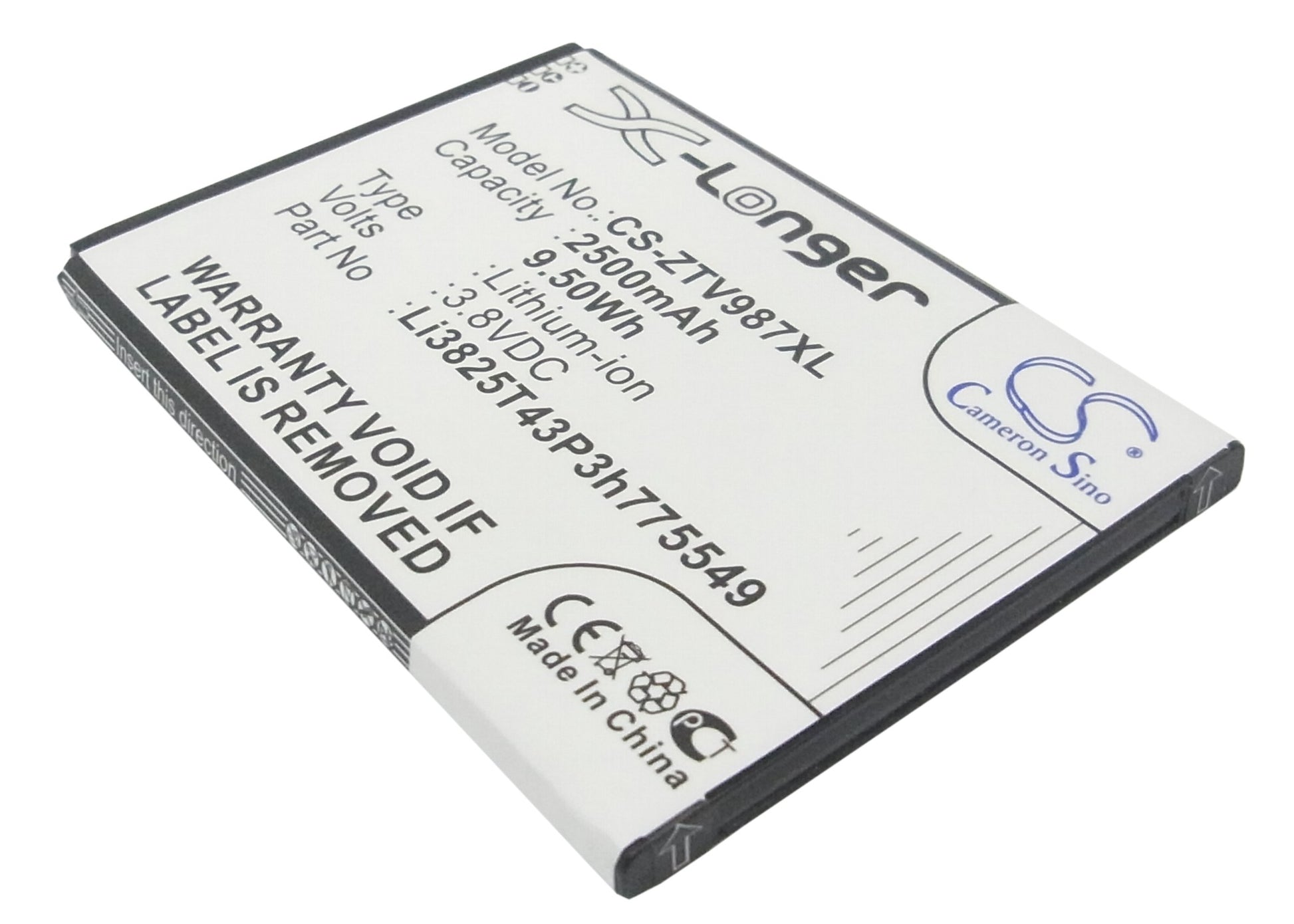 3.8V 2500mAh/9.50Wh Li-ion Mobile/SmartPhone Battery for ZTE