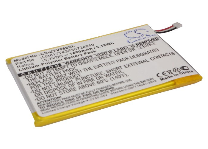 3.7V 1400mAh/5.18Wh Li-Polymer Mobile/SmartPhone Battery for ZTE