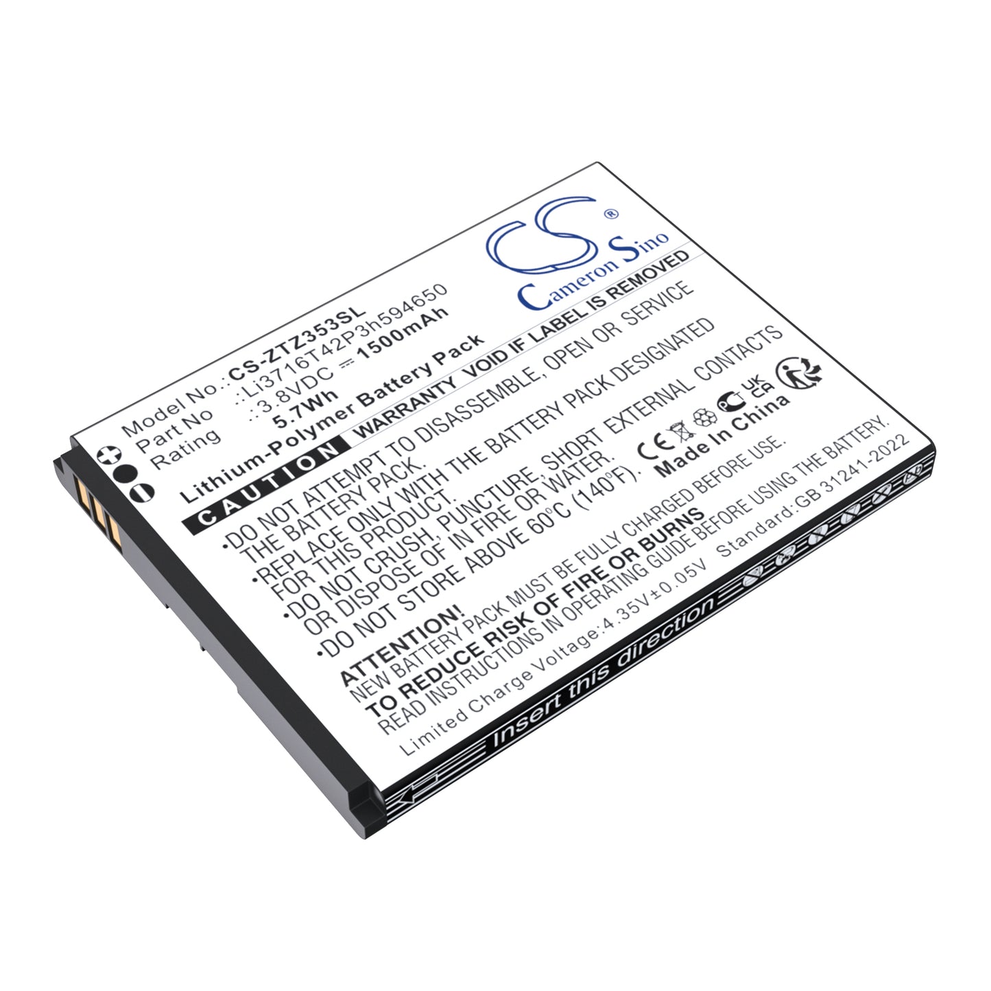 CS-ZTZ353SL Replacement Battery – Compatible with 353VL