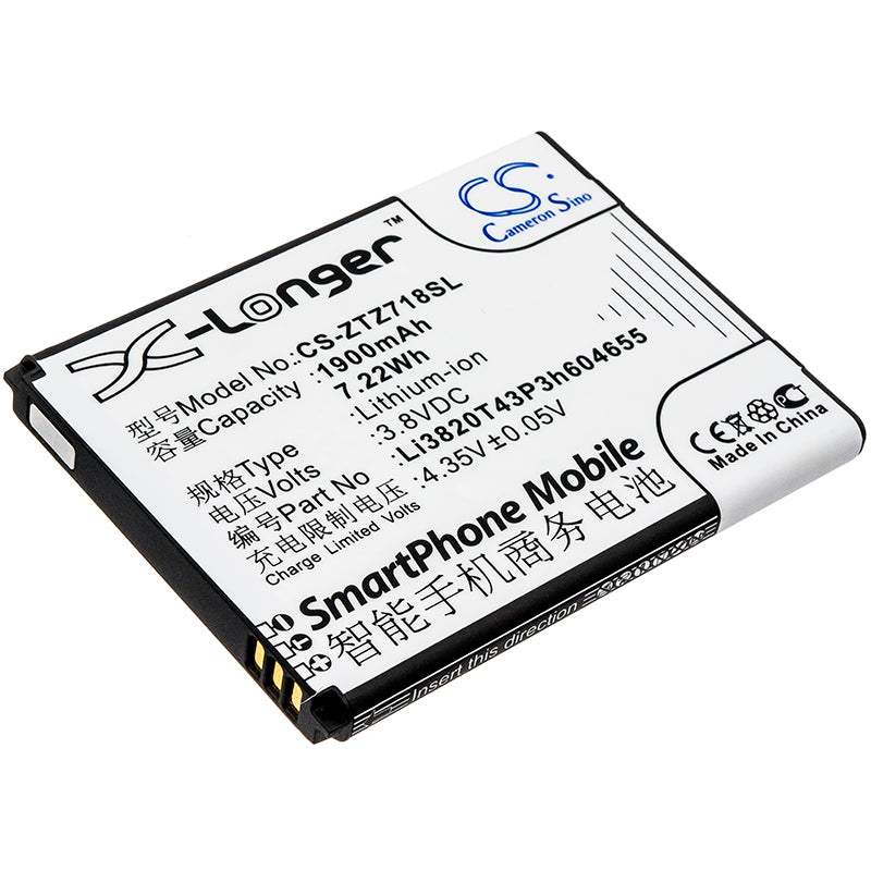 3.8V 1900mAh/7.22Wh Li-ion Mobile/SmartPhone Battery for ZTE