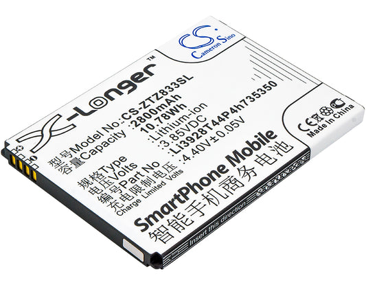 3.85V 2800mAh/10.78Wh Li-ion Mobile/SmartPhone Battery for ZTE