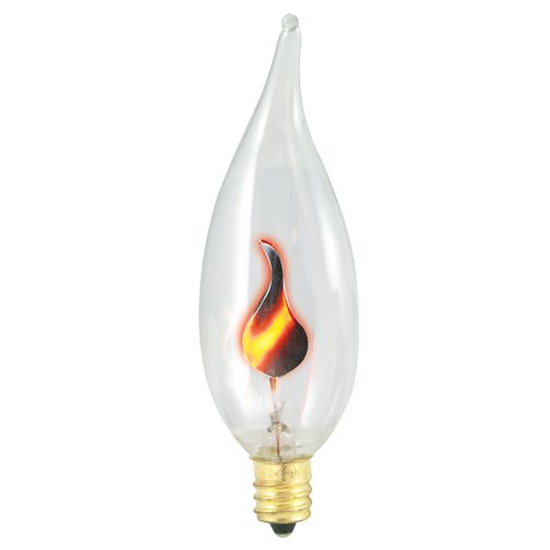 3W CA10 FLICKER FLAME 32MM CLEAR E12 130V