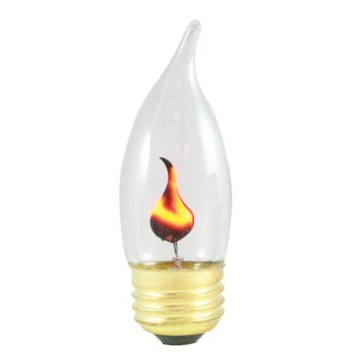 3W CA10 FLICKER FLAME 32MM CLEAR E26 130V
