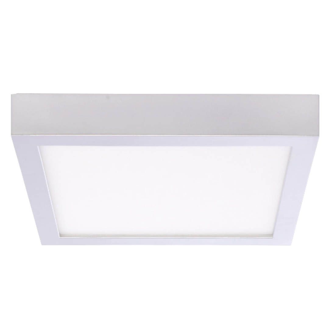 15W LED 7" FLUSH MOUNT SILVER SQUARE DIMMABLE 3000K 120V