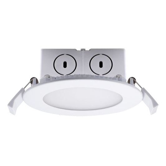 8W LED 4" FLAT DOWNLIGHT W/ JBOX WHITE ROUND DIMMABLE 4000K