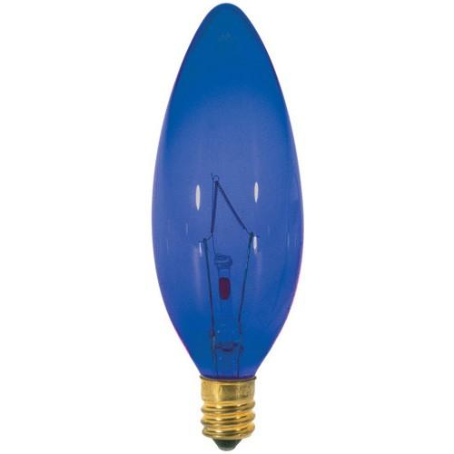 25W BA9 1/2 Torpedo Transparent Blue Candelabra E12 120V