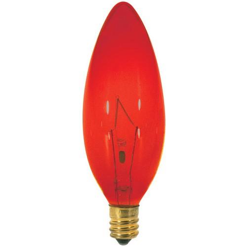 25W BA9 1/2 Torpedo Transparent Red Candelabra E12 120V