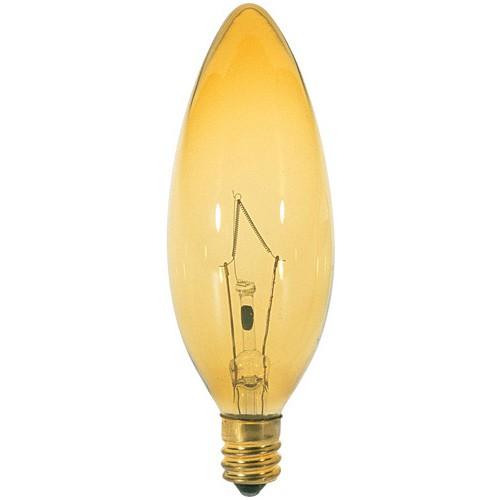 60W BA9 1/2 Torpedo Transparent Amber Candelabra E12 120V