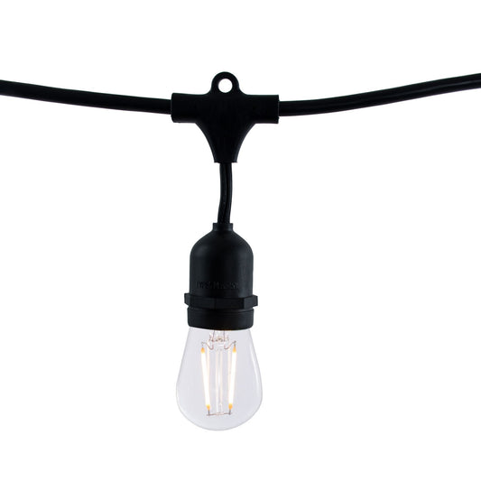 48' STRING LIGHT 15 SOCKETS KIT BLACK W/ LED 0.7W S14 CLEAR