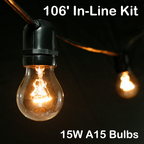 Sival commercial grade string light kit 106 ft black wire, in-line sockets, view 2