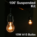 Sival 106 ft Black Commercial Grade (Medium Base, Suspended Sockets) Light String w/ Clear Party Bulbs