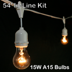 Sival commercial suspended string light kit 54 ft white wire with clear bulbs