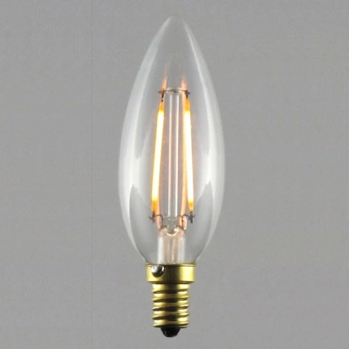 LED Filament Bulb, B10, 2200K, clear, glass, E12, 2W - (10 p