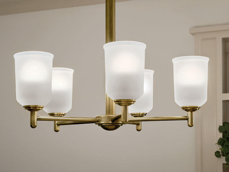 Kichler Shailene chandelier with frosted glass shades