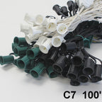 Sival 100 ft C7 Light String - SPT1, White Green or Black Wire (E12/Candelabra Base) (s), 5-String Pack